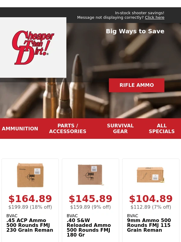 Cheaper Than Dirt - Limited Stock - Max Savings this Weekend