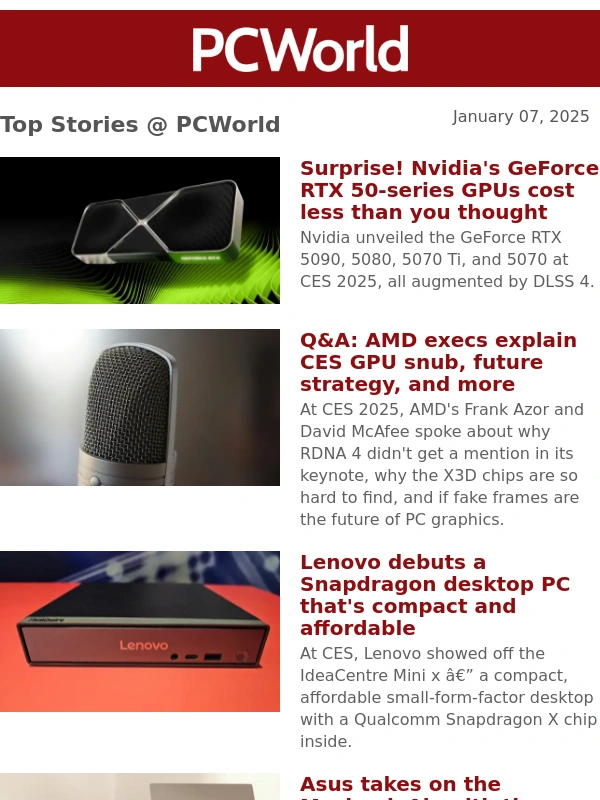 PCWorld - Surprise! Nvidia's GeForce RTX 50-series GPUs cost less than you thought