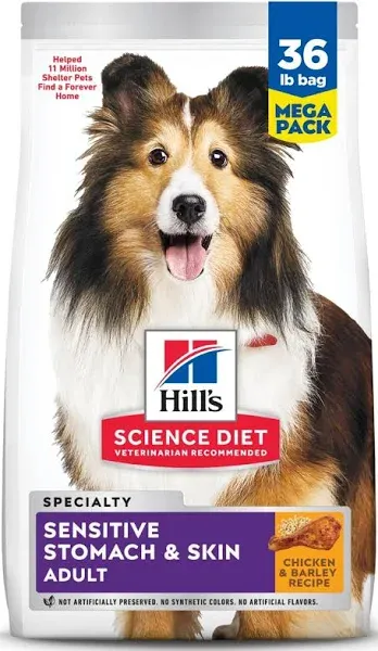 Hill's Science Diet Adult Sensitive Stomach & Skin Chicken Recipe Dry Dog Food, 36 lbs. Bag
