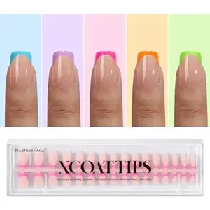 BTArtboxnails Summer Press on Nails - French Tip Nails 160pcs Short Square Nail Tips, Brighter Pastel Soft Gel Nails, Soak Off Acrylic False Nails Fake Nails Tips Art