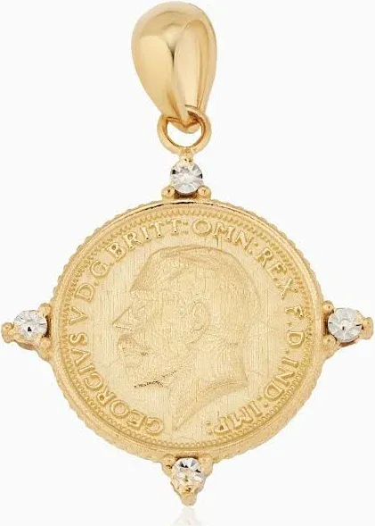 ORADINA 14K Two Tone Gold Legacy Coin Pendant Charm