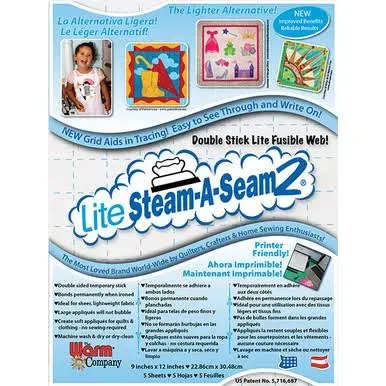 Lite Steam A Seam 2 Double Stick Fusible Web Sheets