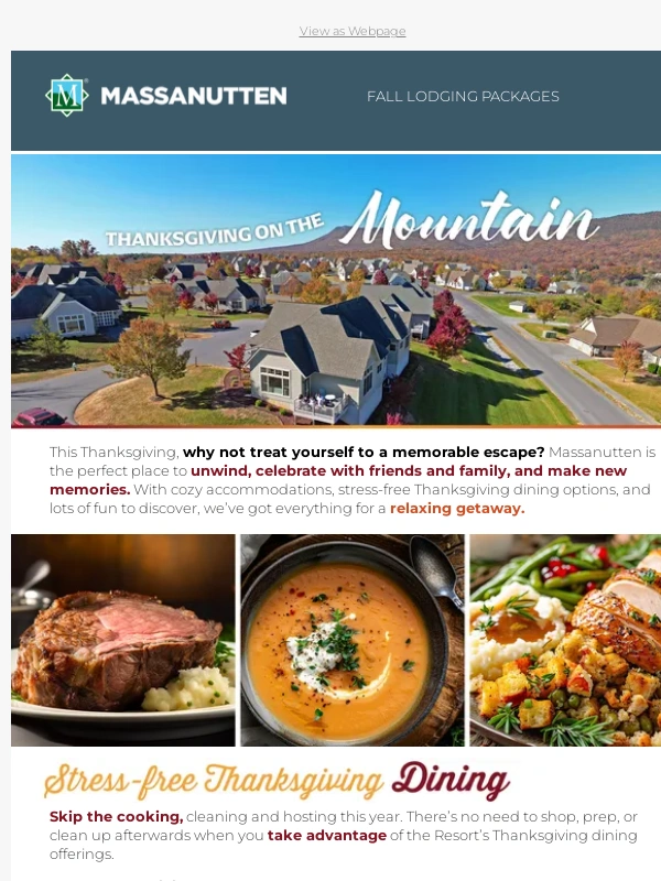 Massanutten - Getaway for a stress-free Thanksgiving at Massanutten!