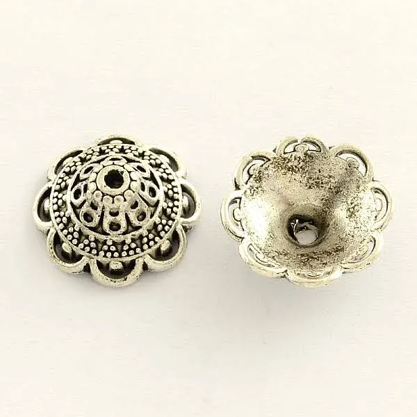 Honeyhandy Tibetan Style Flower Bead Caps