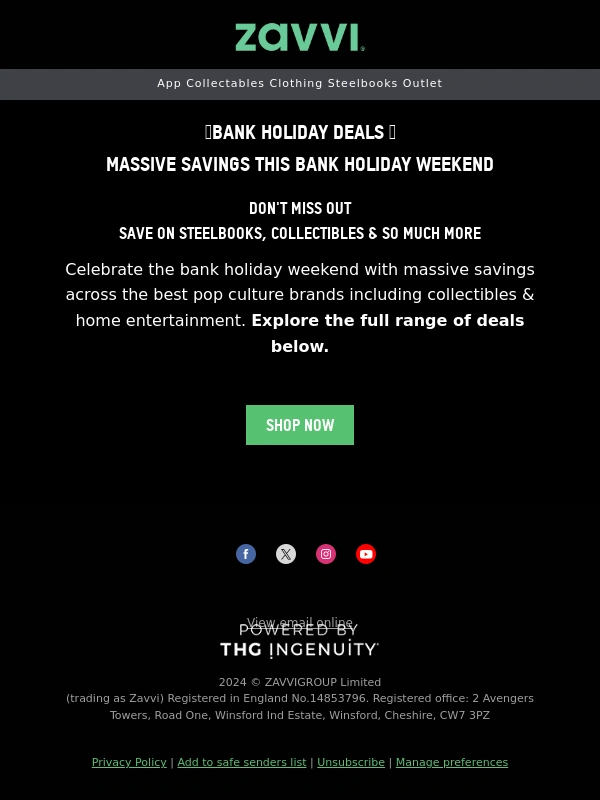 Zavvi - ?Bank Holiday Deals - Now Live!?