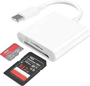rombica USB C SD Card Reader for iPhone 16 15 iPad Camera, Dual Card Slot Memory Card Reader Supports SD and TF Card Trail Camera Viewer Sd Card Adapter for Android iPhone Portable No App Required Plug & Play