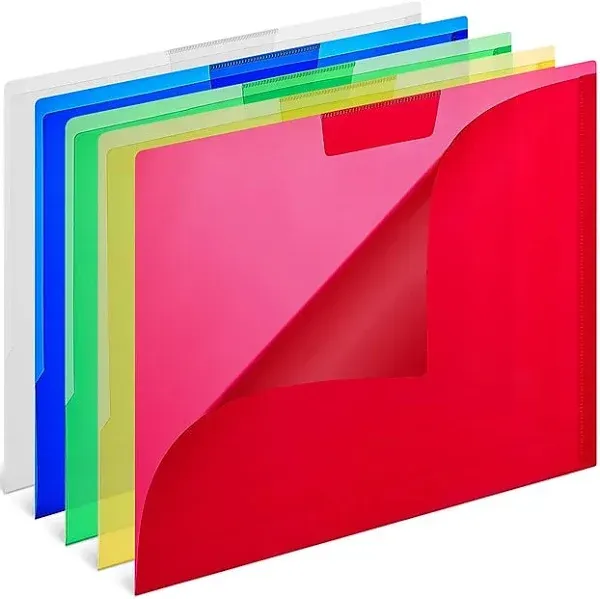 Staples Poly File Jackets Letter Size Assorted Colors 5/Pack