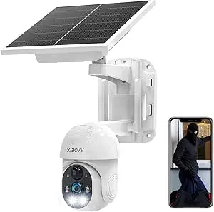 XIAOVV Solar Security Cameras Wireless Outdoor,2.4 GHz WiFi Security Cameras Wireless Outdoor,Integrated Installation Solar Panel Camera,10000mAH Battery Camera,Motion Detection,Two Way Audio (P6)