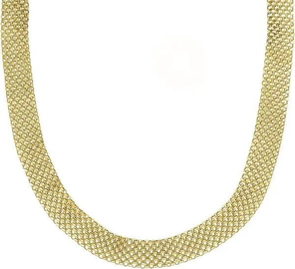 14K Yellow Gold Diamond-Cut Hollow Bismark Chain Necklace