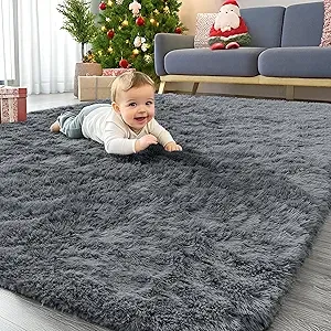 Lightning Deal: 4' x 5.11' Olanly Washable Shaggy Area Rug w/ Non-Slip Backing (Grey) $9.49 + Free Shipping w/ Prime or on $35+