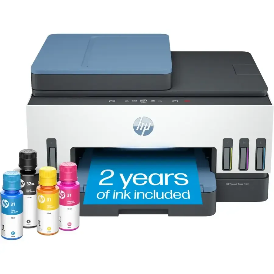 HP - Smart Tank 7602 Wireless All-In-One Supertank Inkjet Printer with up to 2 Years of Ink Included - Dark Surf Blue
