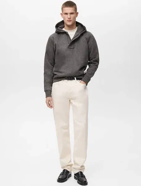 MANGO Men's Zipper Neck Hoodie