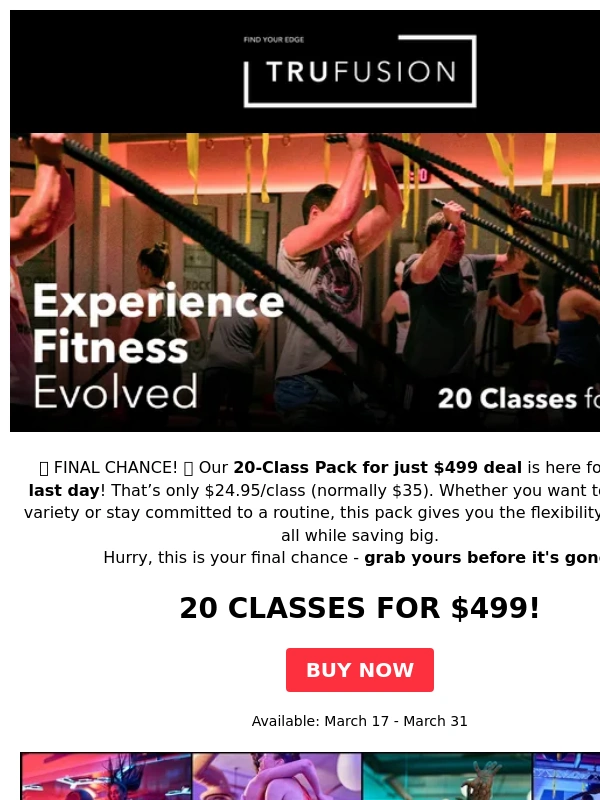 TruFusion - ? Final Chance: Save $200 on a 20-Class Pack