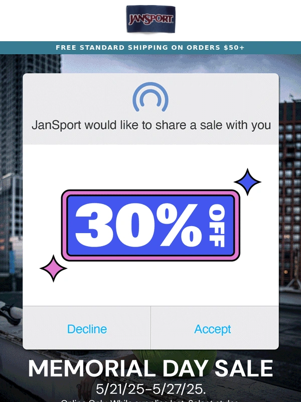 JanSport - Hot weather = cool prices