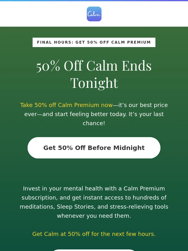 Calm - ? ENDS TODAY: 50% OFF Calm
