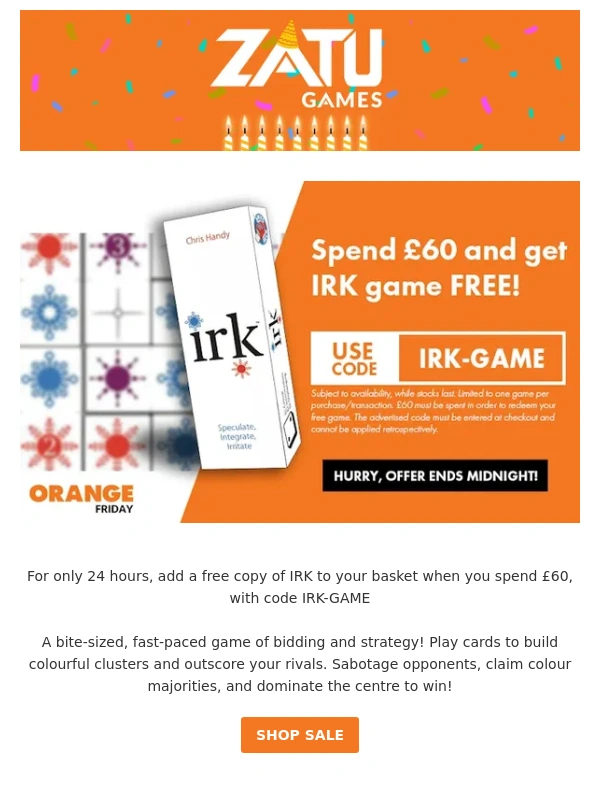 ZATU Games - Orange Friday Day 3: FREE Game Alert ?