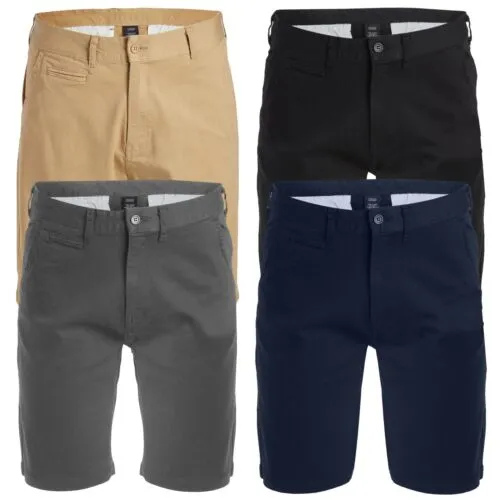 Mens Cotton Flex Stretch Button Closure Chino Shorts (Sizes 30-42) NEW FREE SHIP