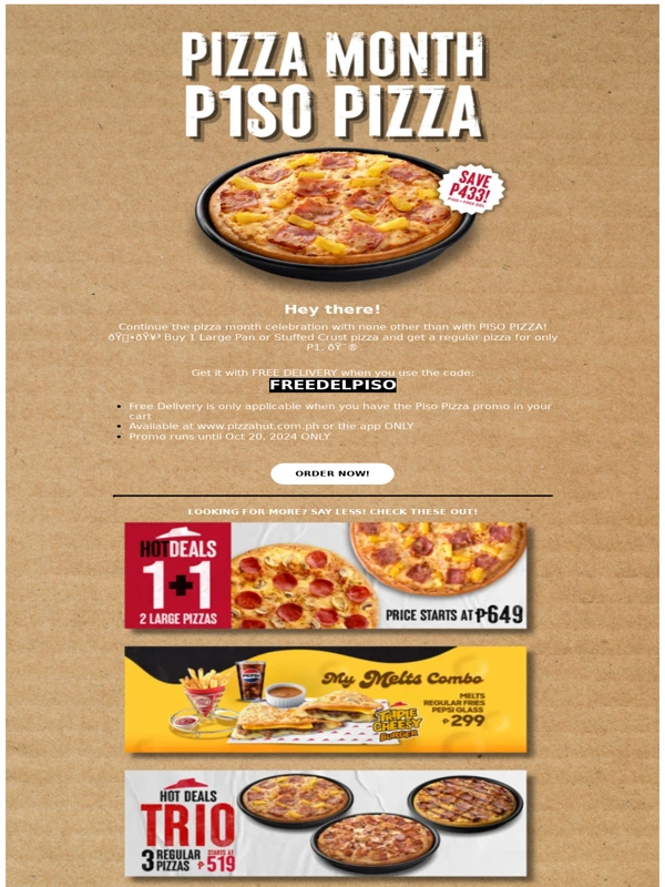 Pizza Hut - PIZZA MONTH with P1SO PIZZA ?
