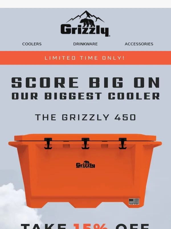 Grizzly Coolers - Grizzly Coolers:? RARE DEAL ALERT – 15% OFF THE GRIZZLY 450! ?