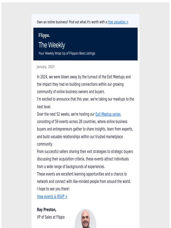 Flippa - Top Businesses of the Week + Announcing Flippa Exit Meetups!