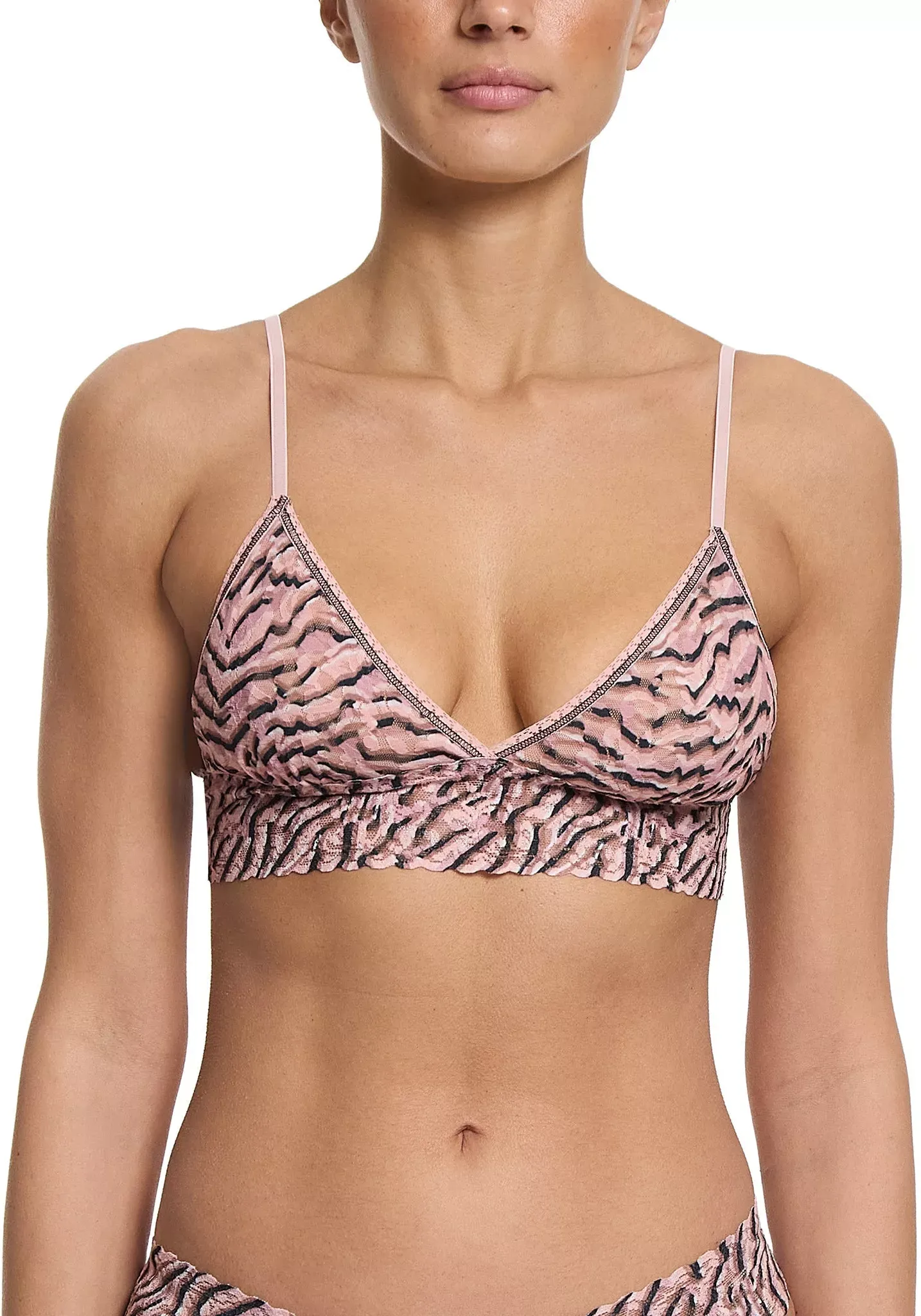 Hanky Panky Women's Printed Signature Lace Padded Triangle Bralette - Offbeat Neutral,