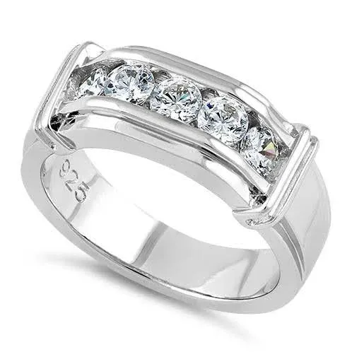 Sterling Silver CZ Ring for Men