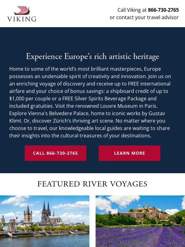 Viking Cruises - Your Choice Sale: Save up to $5,000 per couple on river voyages