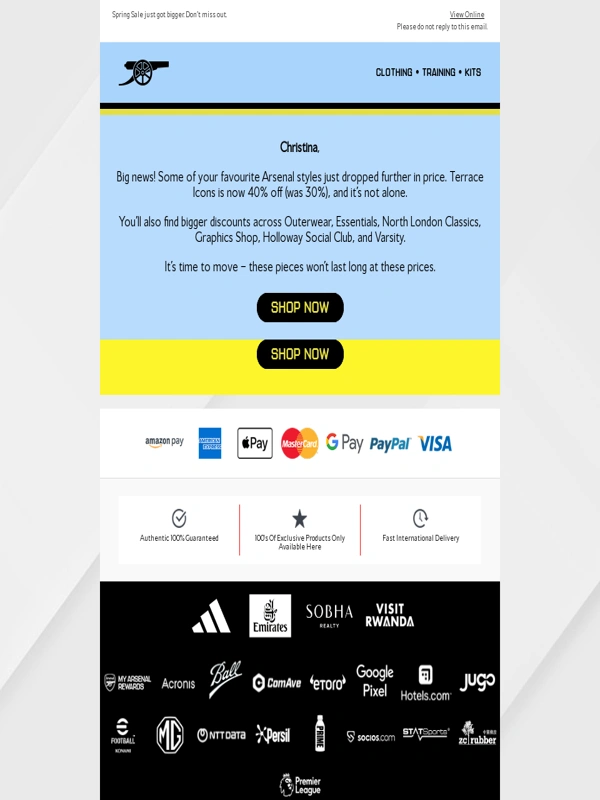 Arsenal Direct - Up to 50% off – More deals. More discount