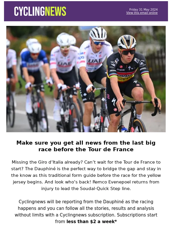 Cycling Weekly - Catch all the headlines from the Critérium du Dauphiné with Cyclingnews