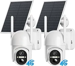 ELYSOO 4G LTE Cellular Security Cameras Outdoor, 2 Pack No WiFi Security Camera Solar Powered with 360° View, 2K Color Night Vision, Includes SIM Card(Support Verizon/AT&T/T-Mobile)