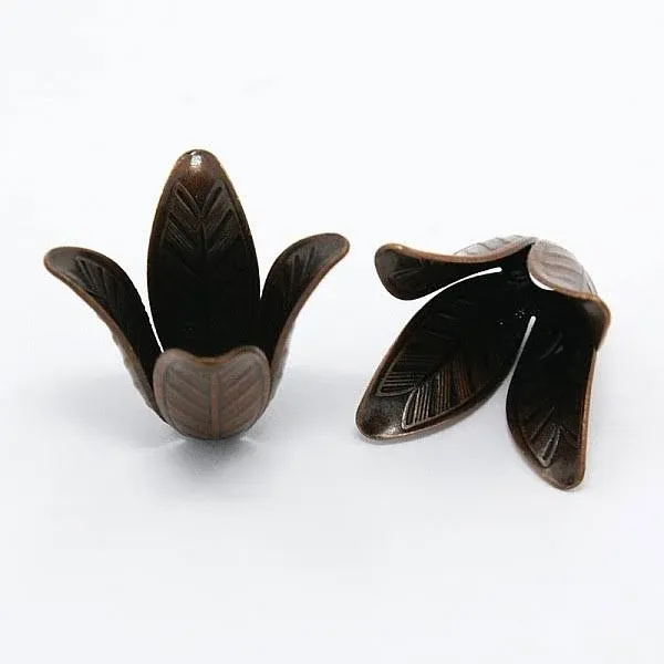4-Petal Brass Flower Bead Caps