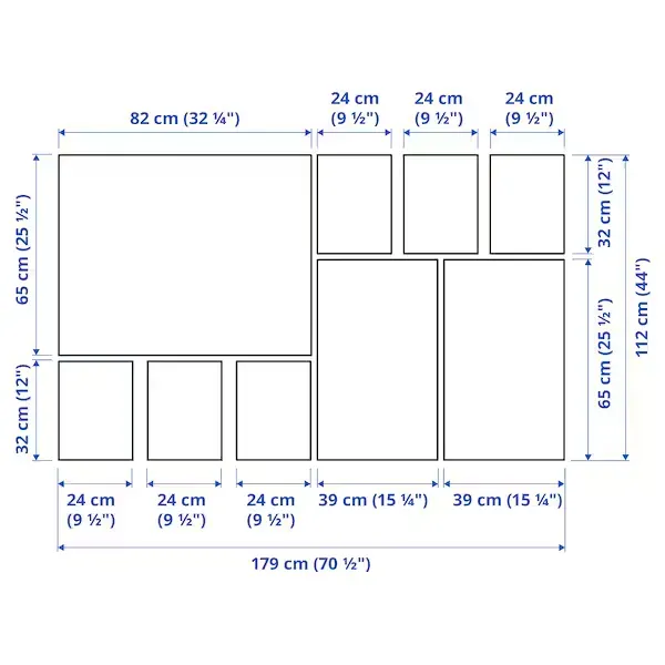 PJÄTTERYD Picture, set of 9, in nature, 70 ½x44 "