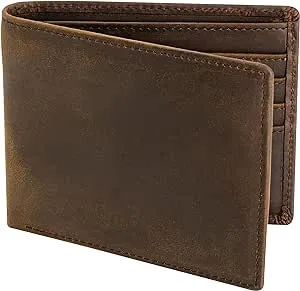 STAY FINE - Top Grain Leather Wallet, RFID Blocking, Extra Capacity, 2 ID Windows, 8 Card Slots, Gift for Him