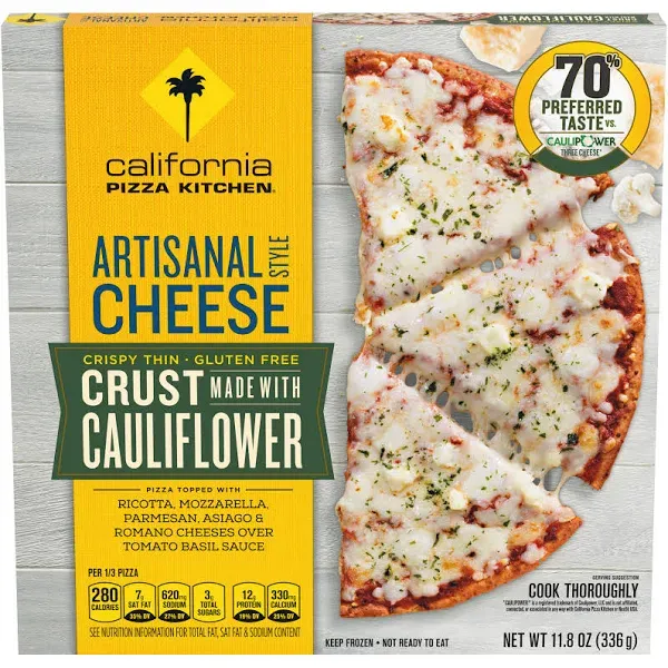 California Pizza Kitchen Artisanal Style Cheese Cauliflower Crispy Thin Crust Frozen Pizza