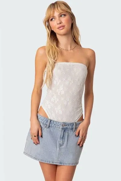 Edikted Women's Alina Sheer Lace Bodysuit