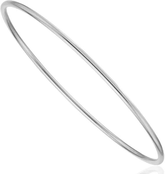 14K Solid Gold 2mm Slip On Bangle Bracelet