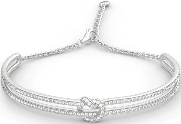 Jeulia Knot Sterling Silver Bangle Bracelet