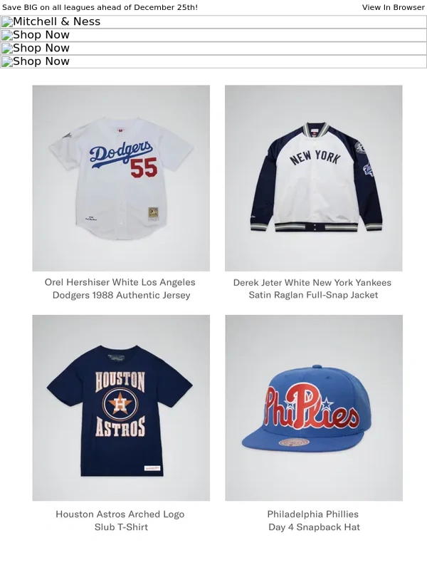 Mitchell & Ness - Holiday Season Sale | 35% Off Sitewide!