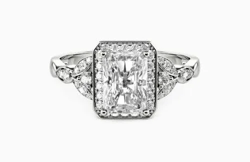 "The Luckiest" Radiant Cut Halo Engagement Ring