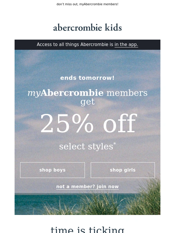 Abercrombie - 25% OFF ends tomorrow!