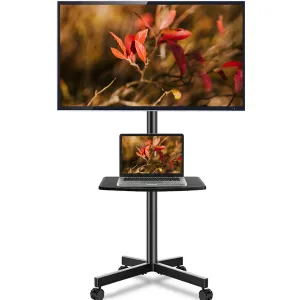 RTVR Modern Rolling TV Stand Mobile TV Cart for 32 to 65 in TVs