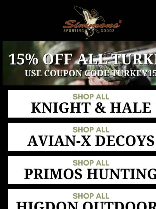 Simmons Sporting Goods - 15% Off All Turkey: Shop Now At Simmons!