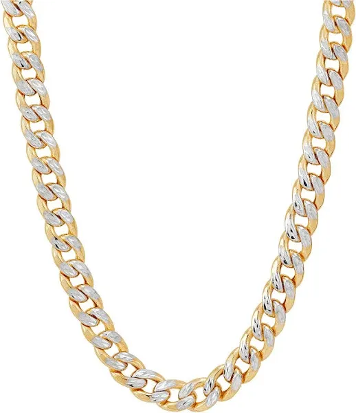 14K Yellow Gold Pave Diamond-Cut Miami Cuban Chain Necklace