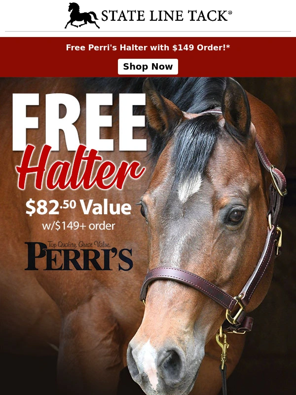 State Line Tack - Your Free Leather Halter Awaits! Plus,up to 61% Off Apparel!