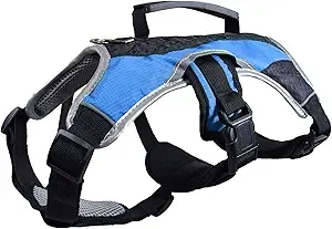 Peak Pooch No-Pull Dog Harness, Padded, Mesh Fabric Dog Vest with Reflective Trim, Lifting Handles & Buckle Straps (Light Blue, XS)