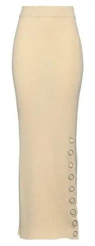 Jil Sander Snap Slit-Hem Rib Midi Skirt, Beige, Women's, 8, Skirts Midi Skirts