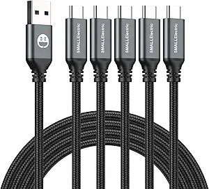 5Pack 10ft USB C Cable, Extra Long USB A to USB-C 10foot Type C Fast Charging Cable Compatible iPhone 16/15 Pro Max Samsung Galaxy S10 20 9 8 Plus a10e,Braided Rapid Charger Cord for Note,LG.(Grey)