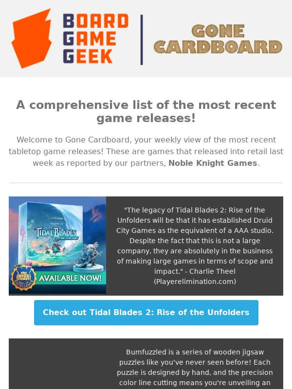 BoardGameGeek - BGG Gone Cardboard - New Game Releases Dec. 1st - 7th!