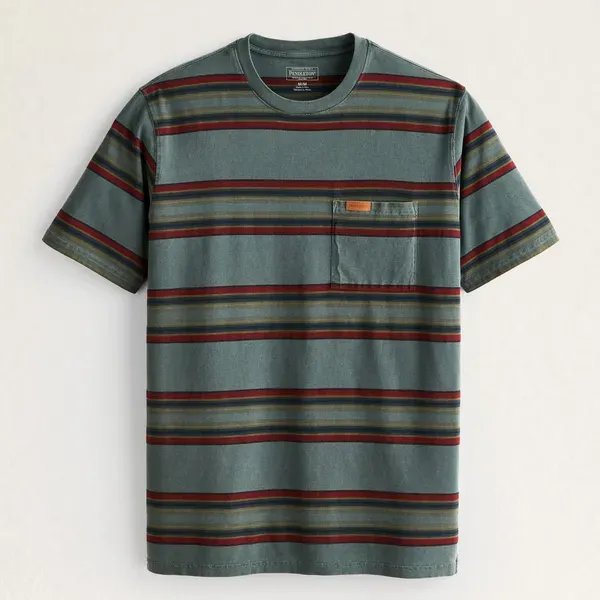 Pendleton Mens Short-Sleeve Striped Deschutes Pocket Tee