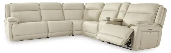 Ashley 6-Piece Dual Power Leather Reclining Modular Sectional with Console